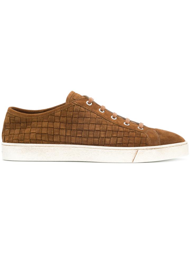Santoni Braided Lace-up Sneakers - Brown