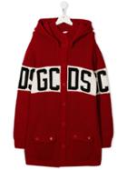 Gcds Kids Teen Longline Logo Cardigan - Red