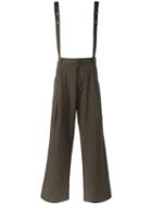 Maison Flaneur Brace Utility Trousers, Men's, Size: 50, Green, Cotton