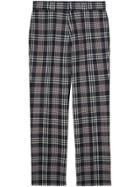 Burberry Slim Fit Check Wool Mohair Silk Tailored Trousers - Blue