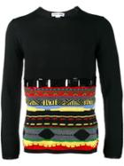 Comme Des Garçons Shirt Pattern Embroidered Jumper, Men's, Size: Large, Black, Acrylic/wool