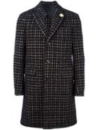Lardini Checked Coat, Men's, Size: 48, Blue, Acrylic/polyamide/polyester/alpaca
