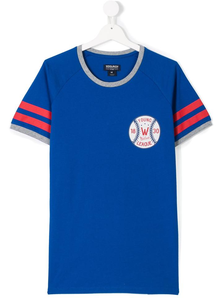 Woolrich Kids Logo Baseball Print T-shirt - Blue