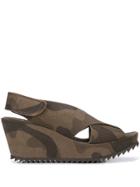 Pedro Garcia Camouflage Print Platform Sandals - Green
