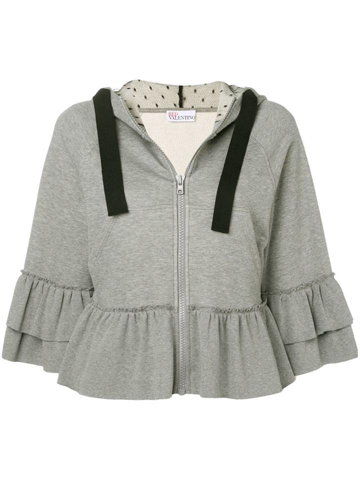 Red Valentino Ruffled Sweatshirt - Grey