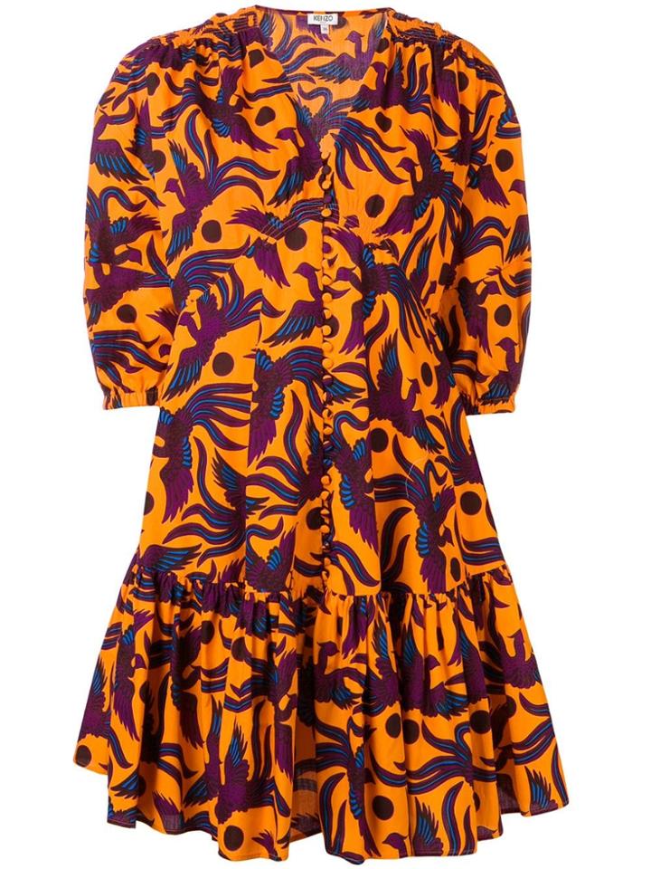 Kenzo Bird Print Dress - Orange