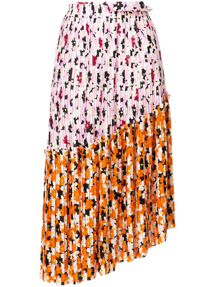 Kenzo Floral Leaf Pleated Skirt - Multicolour