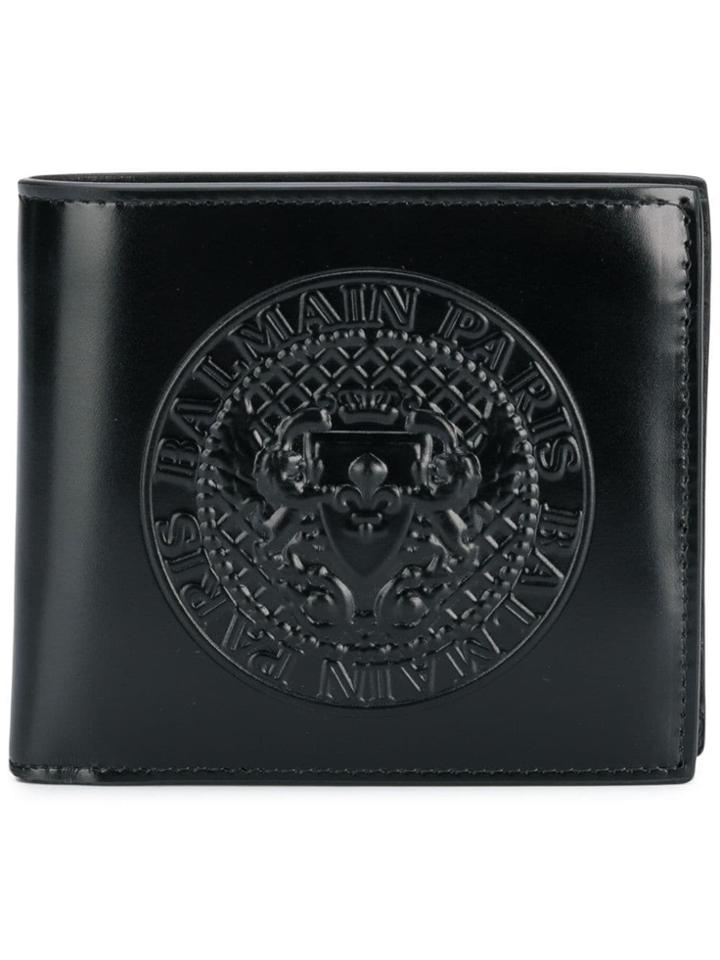 Balmain Logo Crest Wallet - Black
