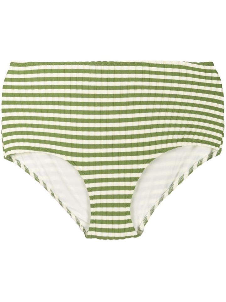 Solid & Striped High-rise Striped Bikini Bottoms - Green