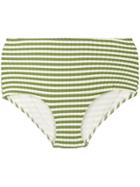 Solid & Striped High-rise Striped Bikini Bottoms - Green