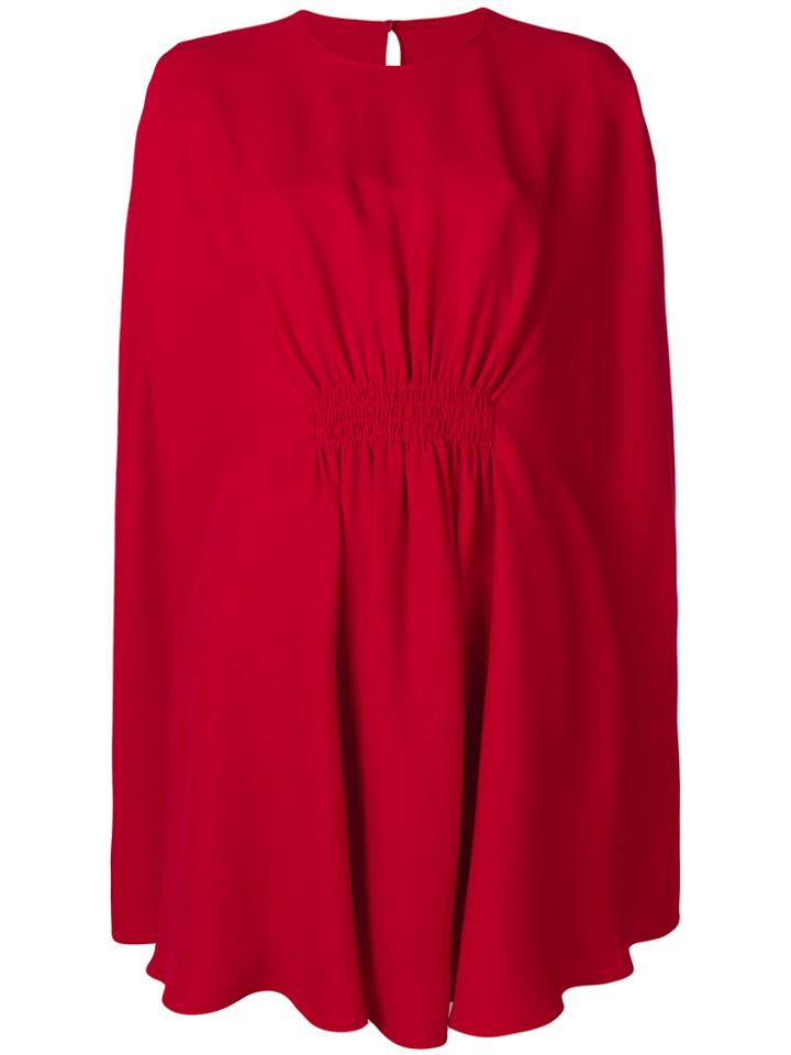 Valentino Ruched Waist Split Sleeve Dress - Red