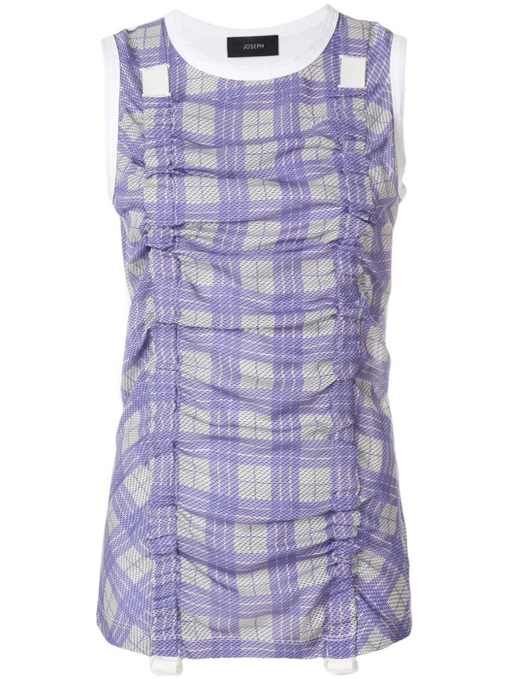 Joseph Ruched Check Tank Top - White