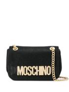 Moschino Textured Crystal-embellished Shoulder Bag - Black
