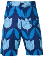 Engineered Garments Tulip Print Cargo Shorts, Men's, Size: Xl, Blue, Cotton