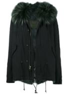 Mr & Mrs Italy Black Green Fur Trim Hooded Parka