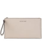 Michael Michael Kors Logo Plaque Clutch Bag, Women's, Grey, Leather