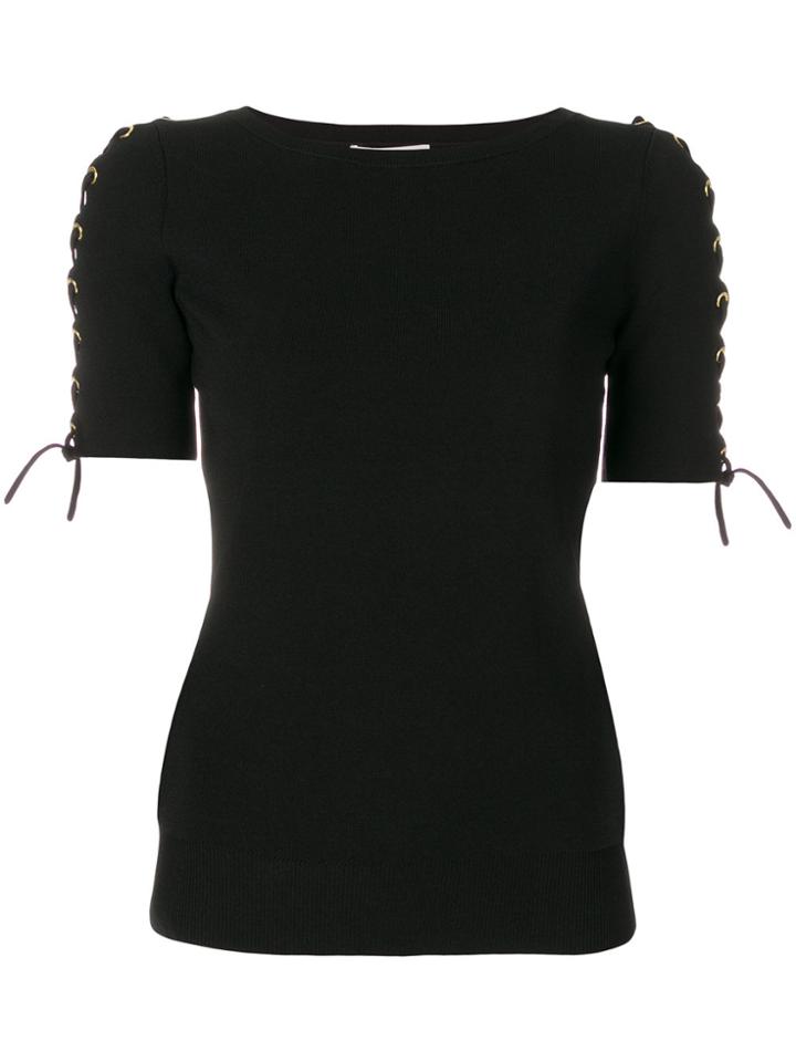 Michael Michael Kors Lace Up-detailed Knitted Top - Black
