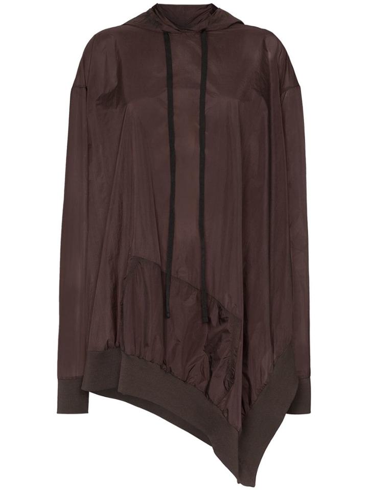 Unravel Project Asymmetric Open Side Hoodie - Brown