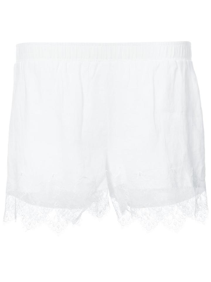 Gold Hawk - Lace Trim Shorts - Women - Linen/flax/polyester - M, White, Linen/flax/polyester