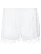 Gold Hawk - Lace Trim Shorts - Women - Linen/flax/polyester - M, White, Linen/flax/polyester