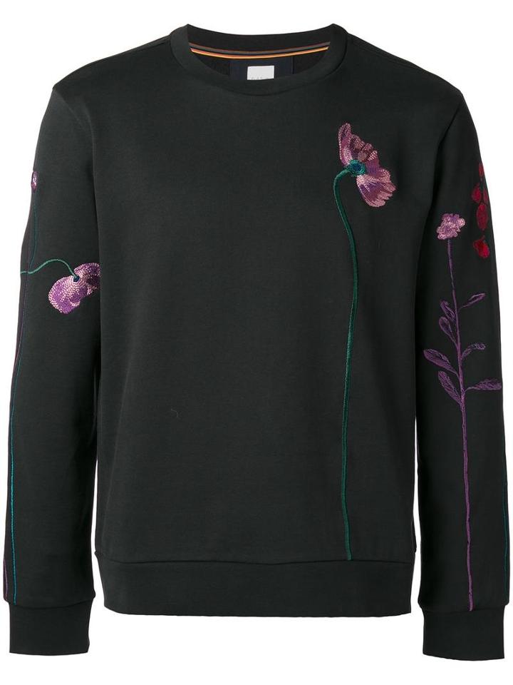 Paul Smith Floral Embroidery Sweatshirt, Men's, Size: Small, Black, Cotton