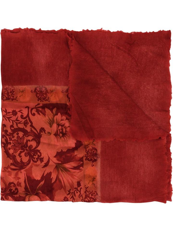 Avant Toi Floral Print Scarf - Red