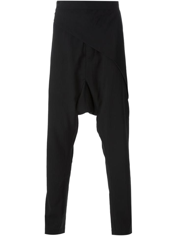 Rick Owens Drop Crotch Trousers, Men's, Size: 46, Black, Viscose/virgin Wool/spandex/elastane/cotton