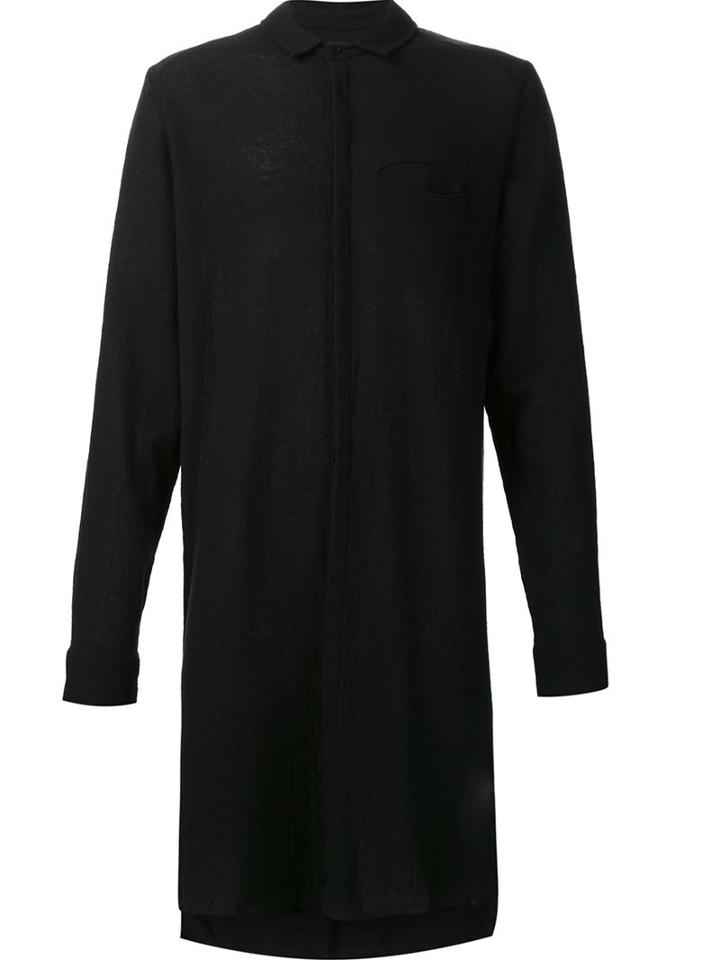 Thom Krom Long Fit Shirt, Men's, Size: Large, Black, Polyamide/polyester/viscose/wool