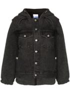 Sjyp Hooded Sherpa Denim Jacket - Black