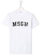Msgm Kids Sequin Logo T-shirt - White