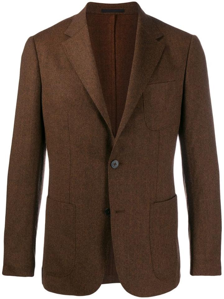 Z Zegna Single-breasted Blazer - Brown