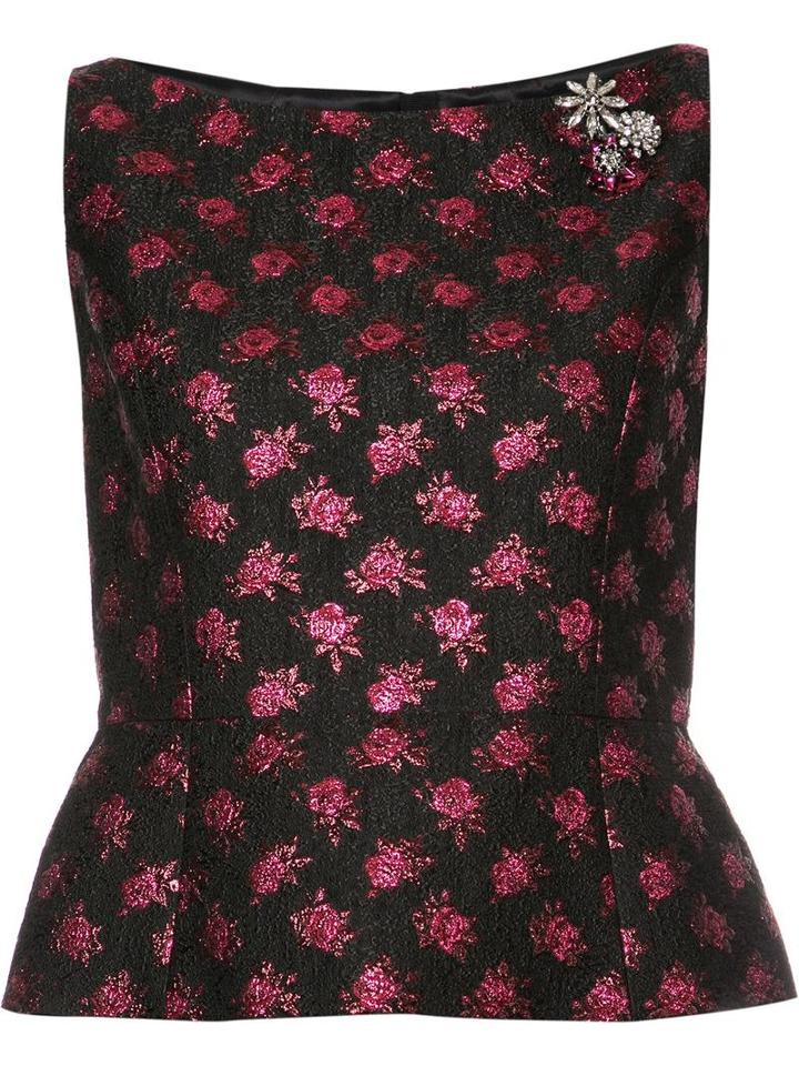 Marc Jacobs Rose Jacquard Top, Women's, Size: 4, Black, Silk/polyester/cotton/metallized Polyester