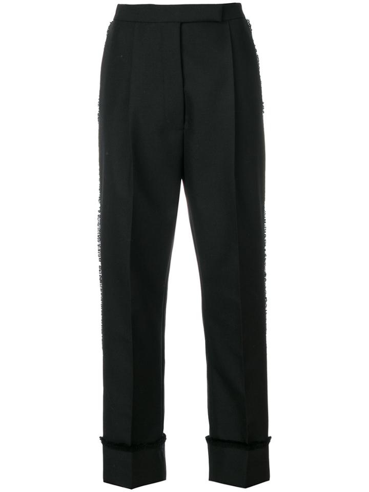 Thom Browne Frayed High Waist Single-pleated Trouser In Mohair Wool -