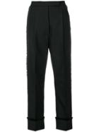 Thom Browne Frayed High Waist Single-pleated Trouser In Mohair Wool -