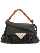 Sara Battaglia Fringed Shoulder Bag, Women's, Black, Calf Leather