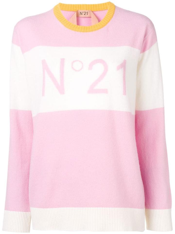 Nº21 Jacquard Logo Knit Sweater - Pink