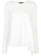 Derek Lam Long Sleeve Asymmetrical Knit Pullover - White