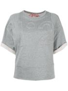 No21 Embossed Logo Shortsleeved Sweatshirt, Women's, Size: 36, Grey, Cotton