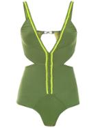 Amir Slama Swimsuit With Cut Details - Green