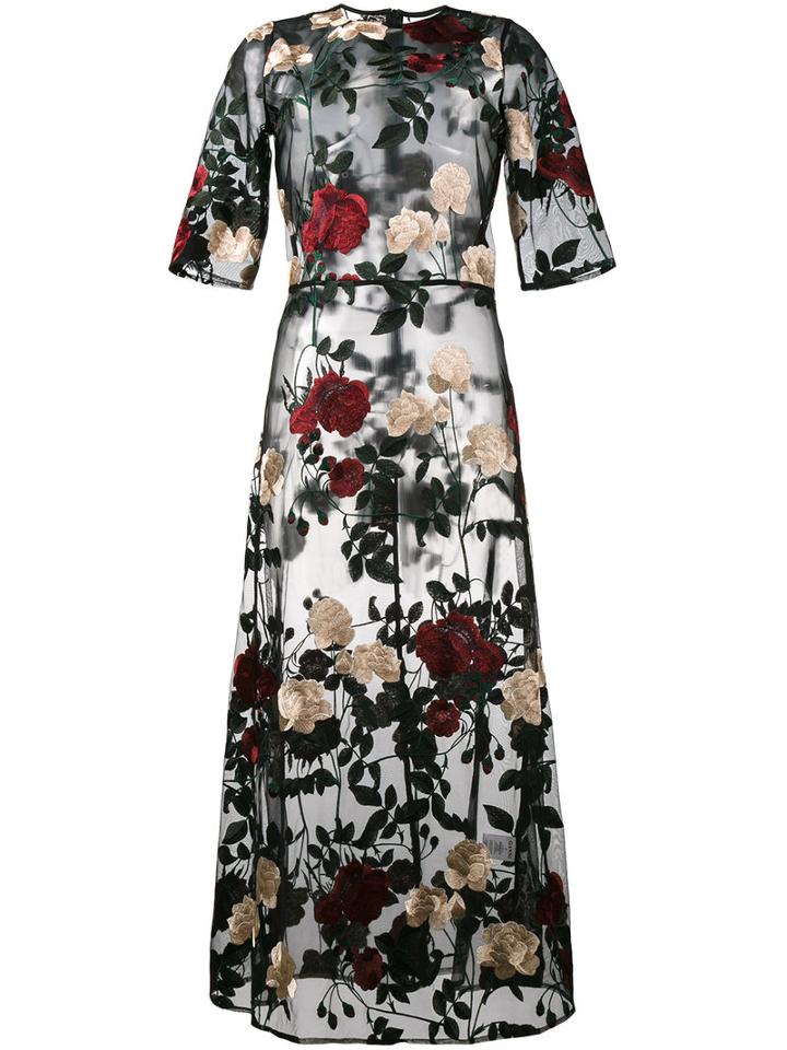 Ganni - Simmons Embroidered Tulle Dress - Women - Polyamide/polyester - 36, Women's, Black, Polyamide/polyester