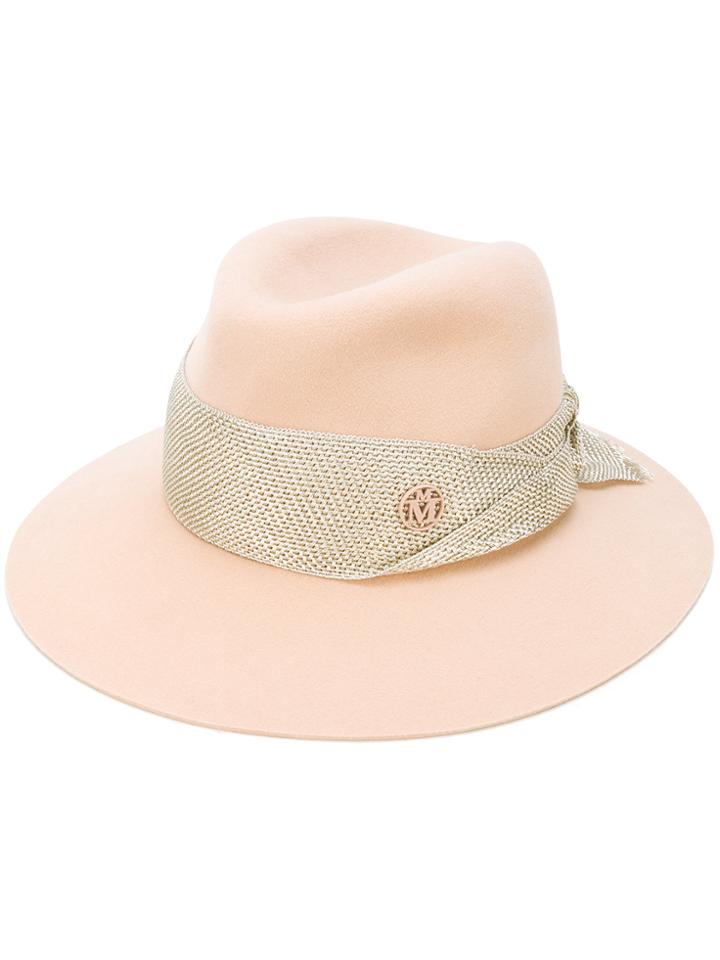 Maison Michel Frayed Band Hat - Nude & Neutrals
