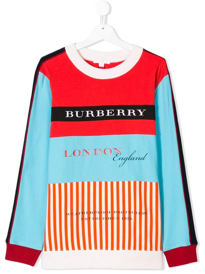 Burberry Kids Logo Colour Block Sweatshirt - Red