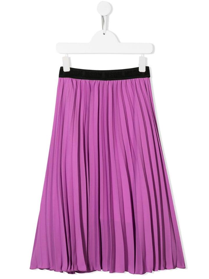 Msgm Kids Pleated Midi Skirt - Pink