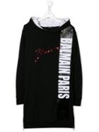 Balmain Kids Paris Hooded Dress - Black