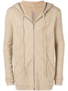 Rick Owens Longline Zip Front Hoodie - Nude & Neutrals