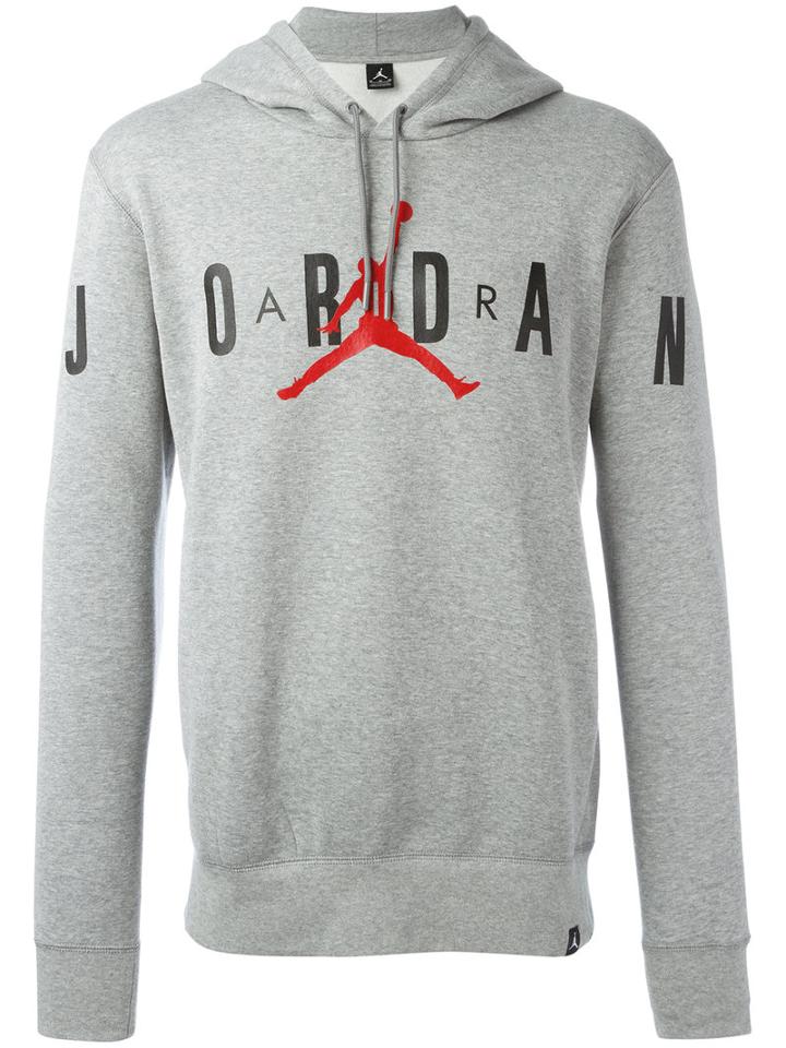 Nike Air Jordan Hoodie, Men's, Size: Large, Grey, Cotton/polyester