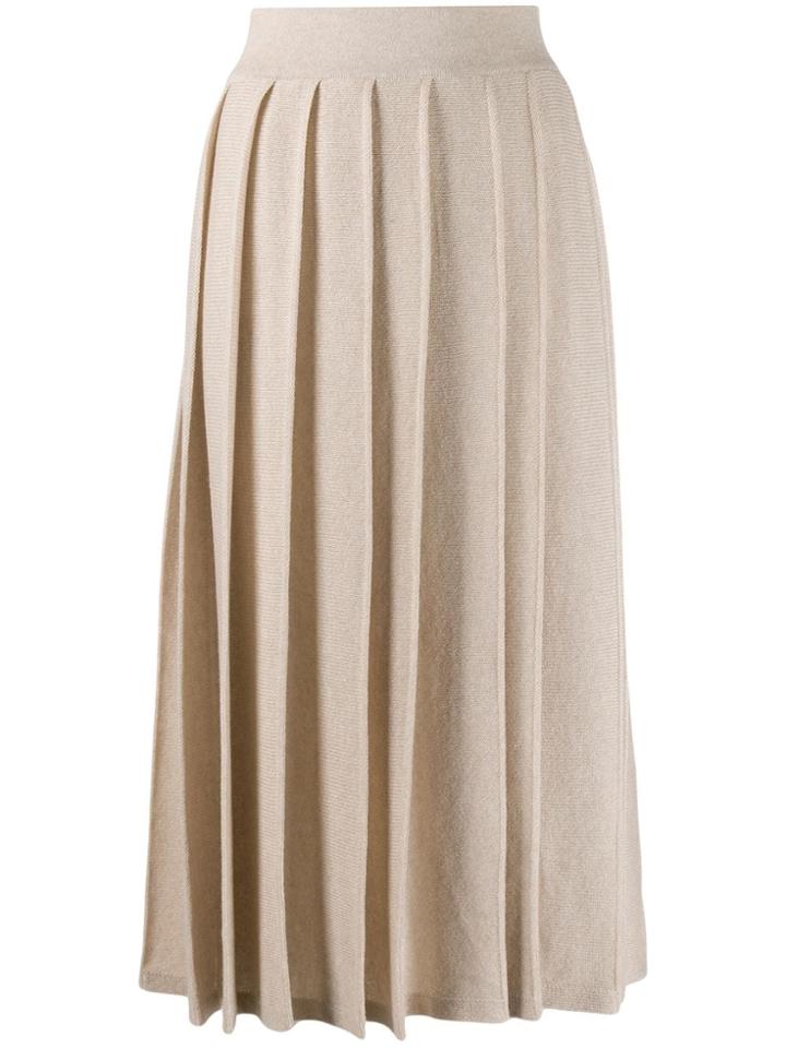 Agnona Cashmere Knitted Pleated Skirt - Neutrals