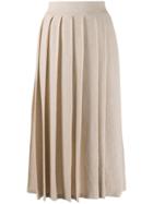 Agnona Cashmere Knitted Pleated Skirt - Neutrals