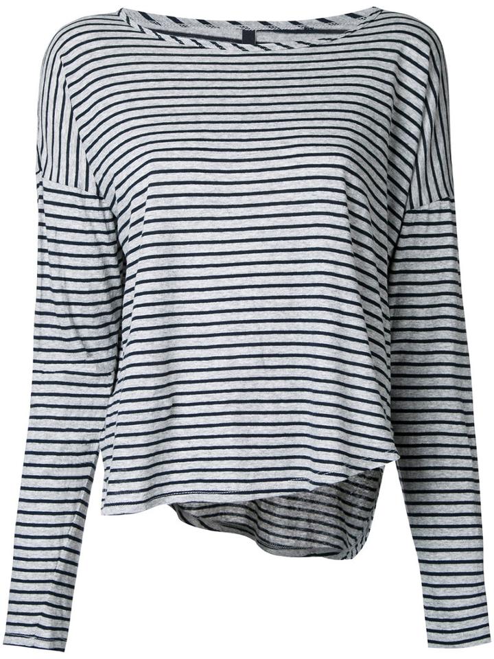 Nobody Denim - Organic Crew L/s Fine Stripe Tee - Women - Organic Cotton - Xs, Grey, Organic Cotton