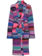 The Elder Statesman Striped Belted Cashmere Robe - Multicolour